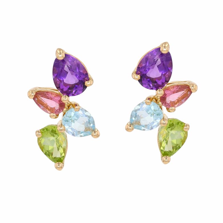 Boucles d'oreilles pierres fines or jaune 6.30g Comme neuf -  reconditionné disponible sur Gemme Les Bijoux